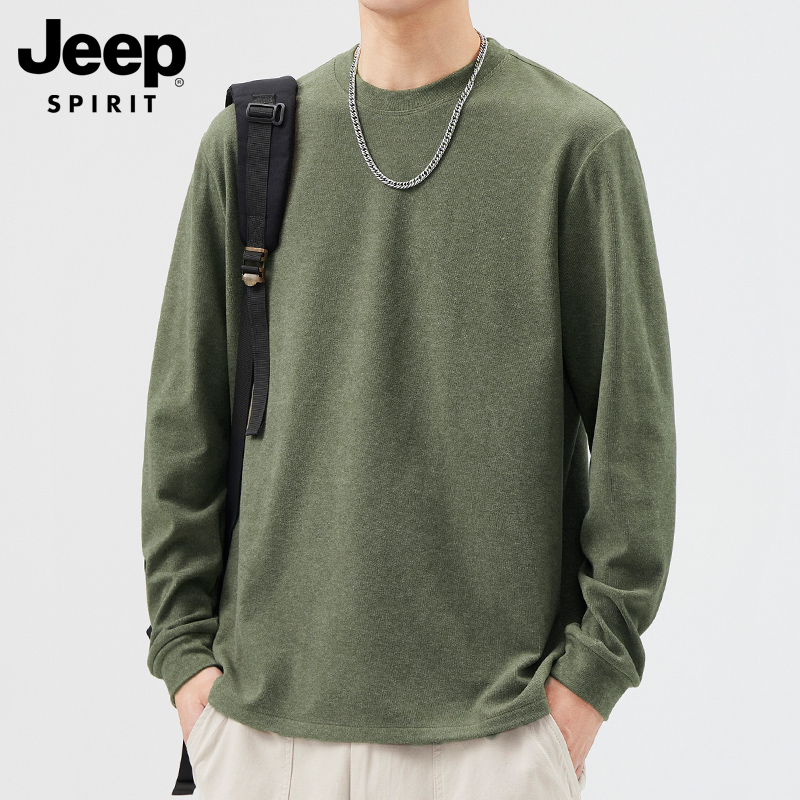 吉普长袖T恤潮牌圆领男士卫衣男
