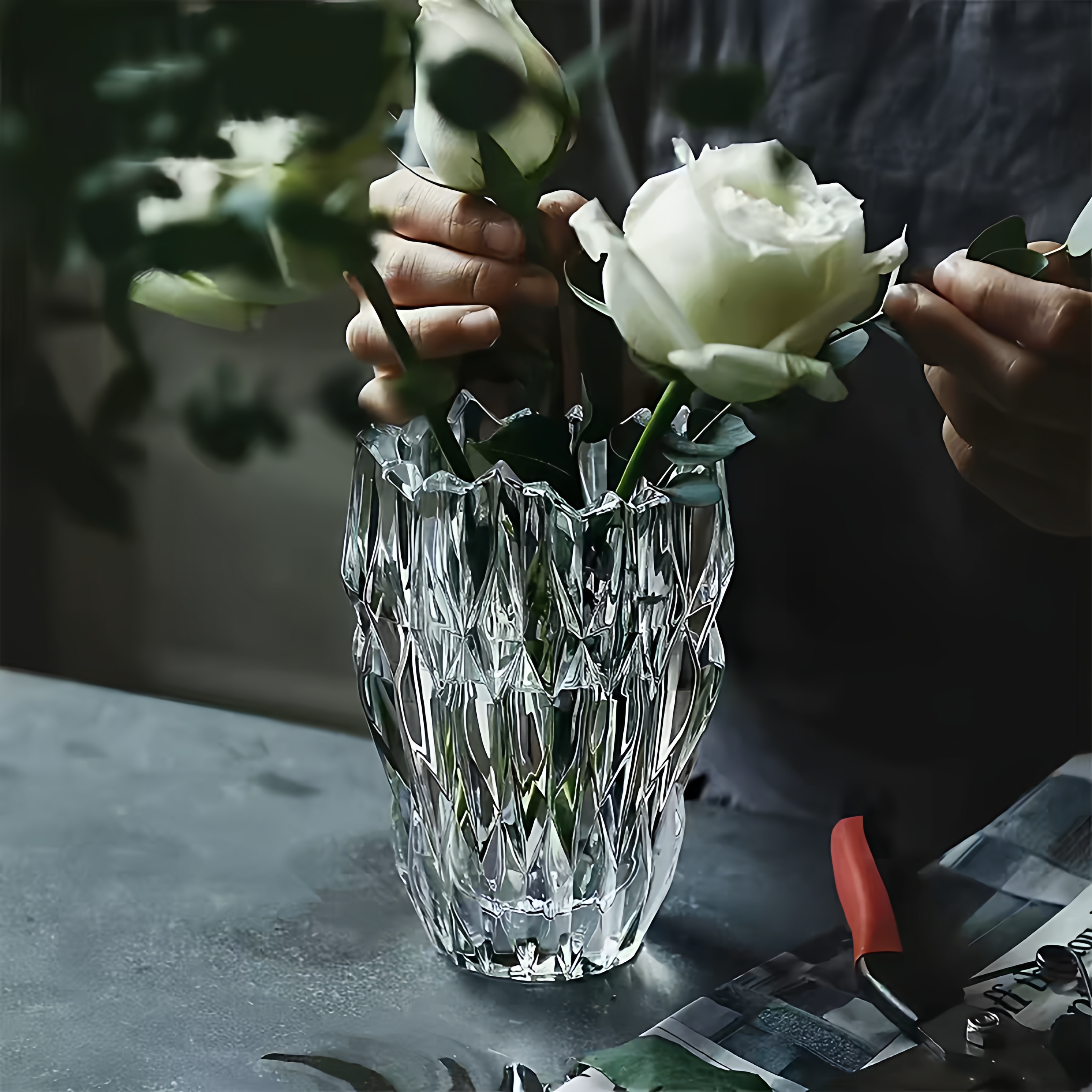 轻奢水晶玻璃花瓶透明水养富贵竹