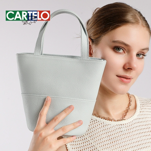 2025小众新款真皮菜篮子单肩斜挎女包韩国小众设计时尚百搭水桶包