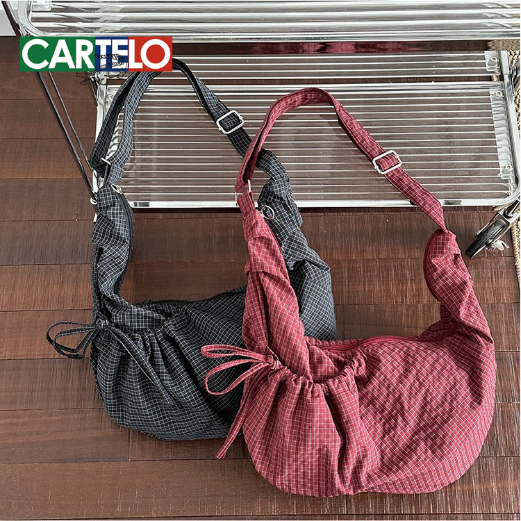 韩系ins慵懒风牛角包大容量尼龙