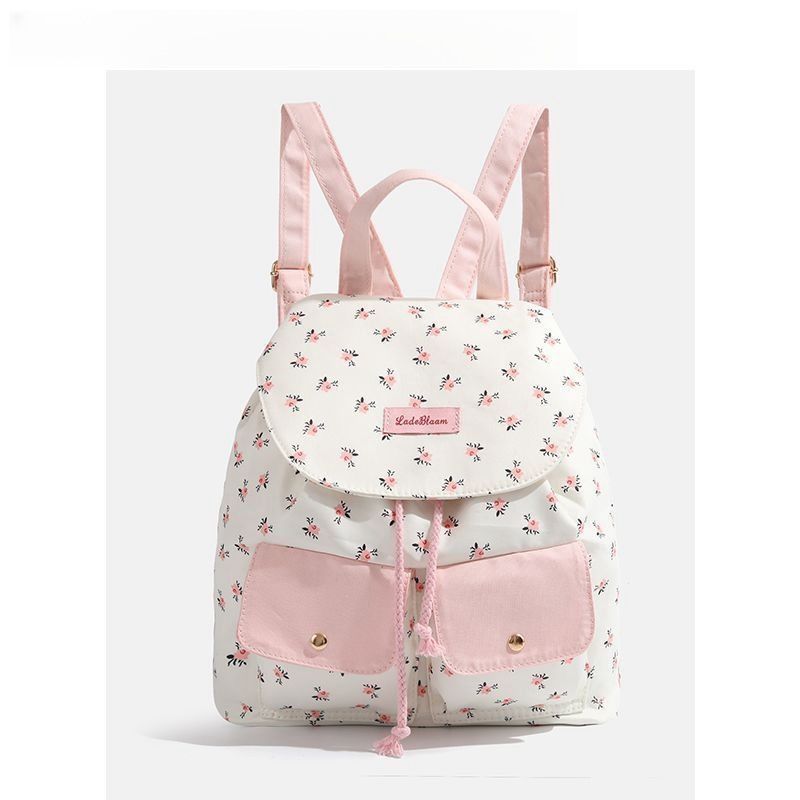 2025碎花帆布双肩包学生上课背包