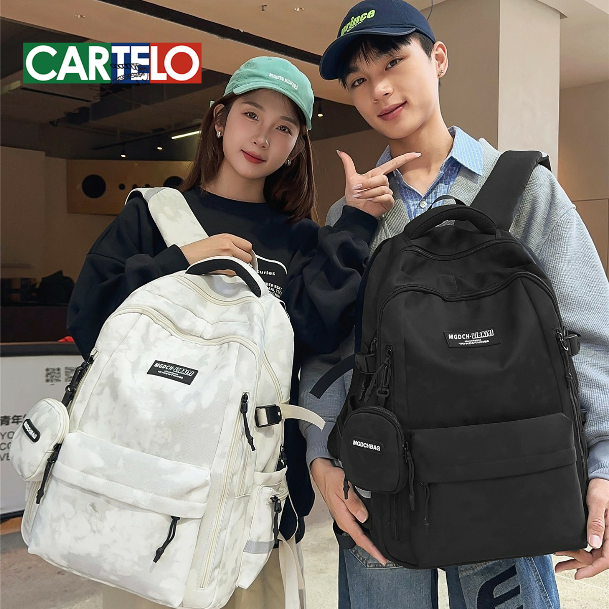 书包情侣韩版ins纯色学院风休闲百搭背包初高中生大容量双肩包