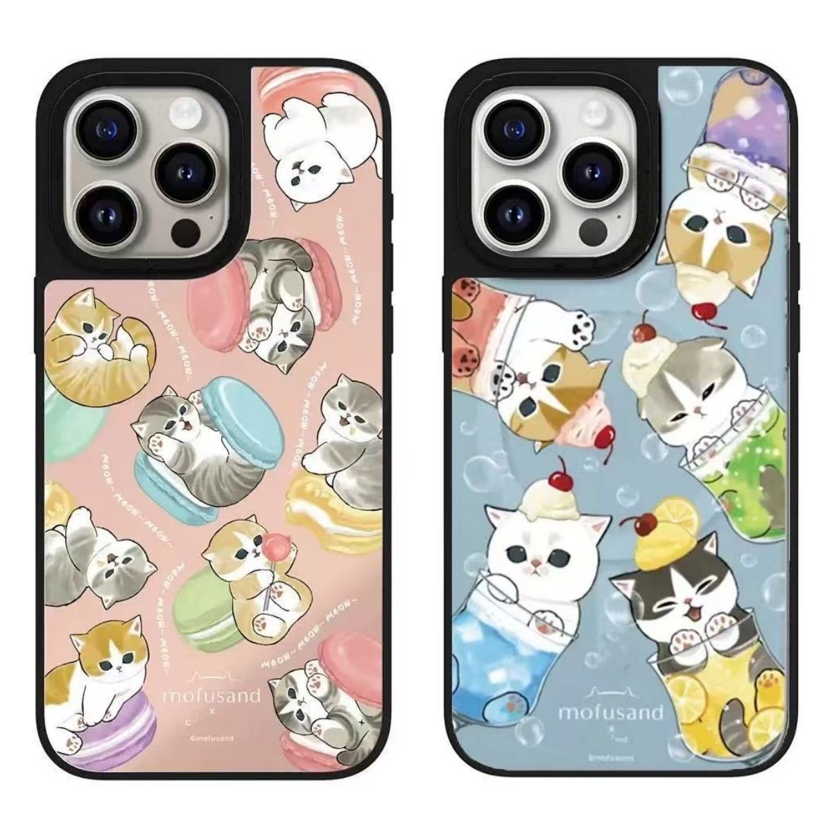 小众可爱mofusand猫咪苹果18pro手机壳镜面适用iPhone17ProMax/15Plus/14/13少女防摔磁吸卡通Magsafe手机壳