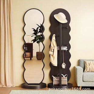 旋转穿衣镜落地全身镜ins风高级感衣帽架一体家用挂衣架试衣镜子