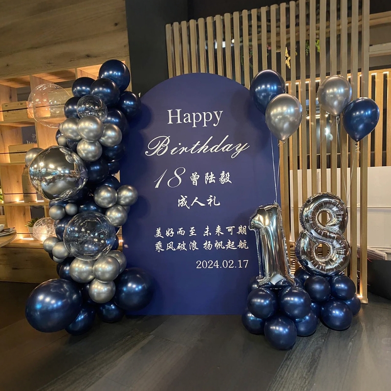 男孩18岁成人礼生日布置气球装饰场景男生16岁主题派对kt板背景墙