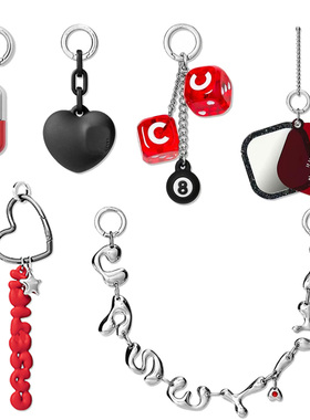 CASE红色极繁挂链钥匙圈手机壳挂件时尚潮多功能配件包包挂饰百搭