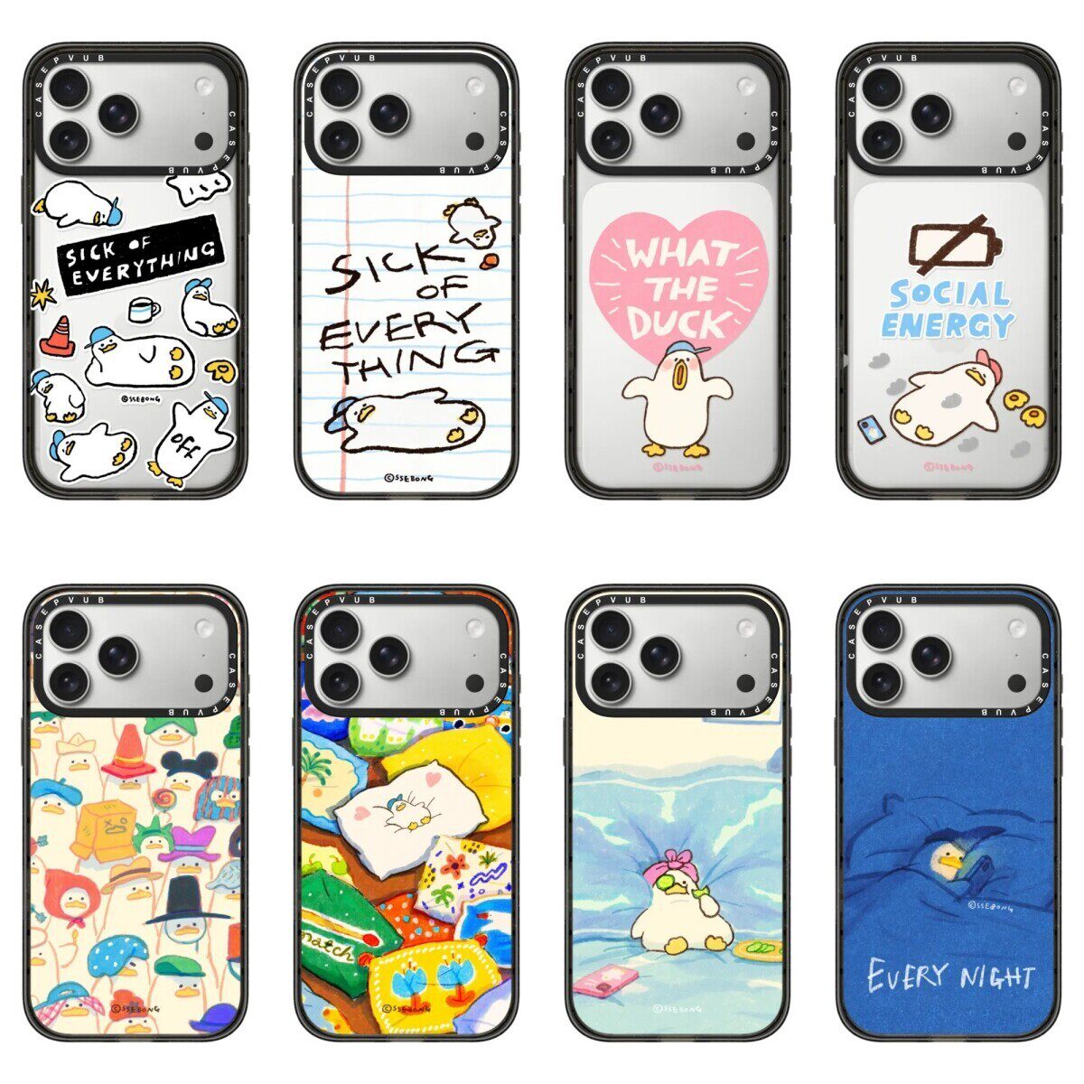 CASEPVUB联名SSEBONG躺平鸭17promax适用苹果iphone16pro网红15明星同款Magsafe磁吸卡通防摔手机壳