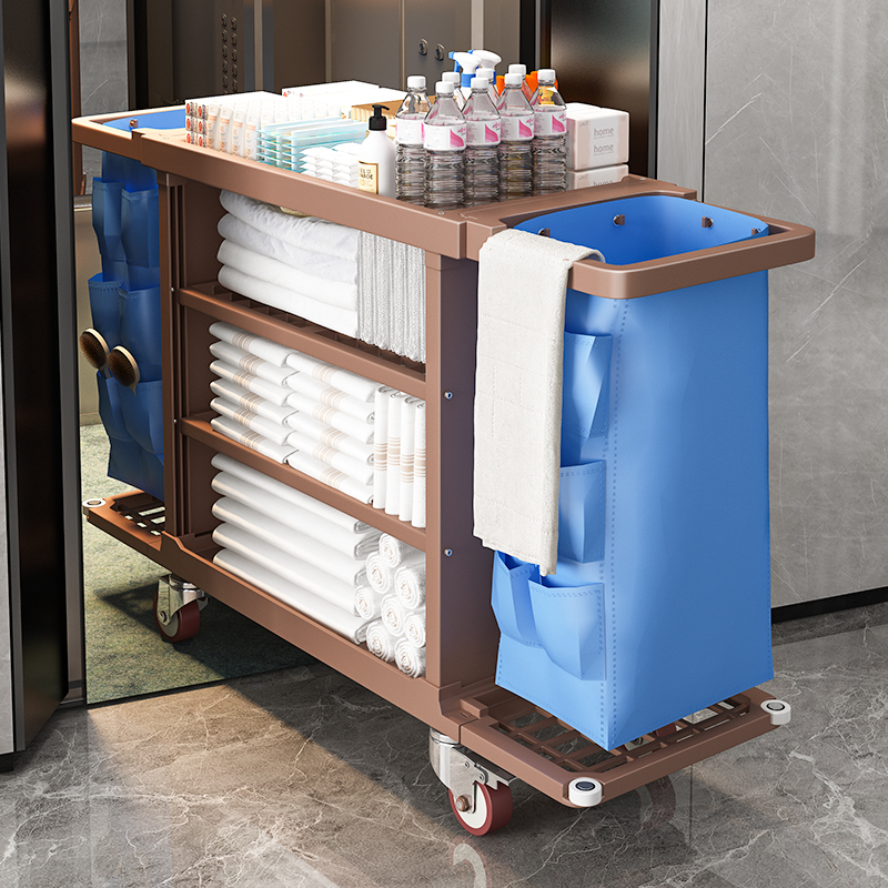 酒店布草车工作车客房用服务车保洁手推车宾馆打扫卫生清洁工具车