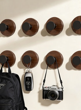 德国吸盘挂钩2026款胡桃木磁吸强力承重粘胶免打孔厨房浴室无痕ZA