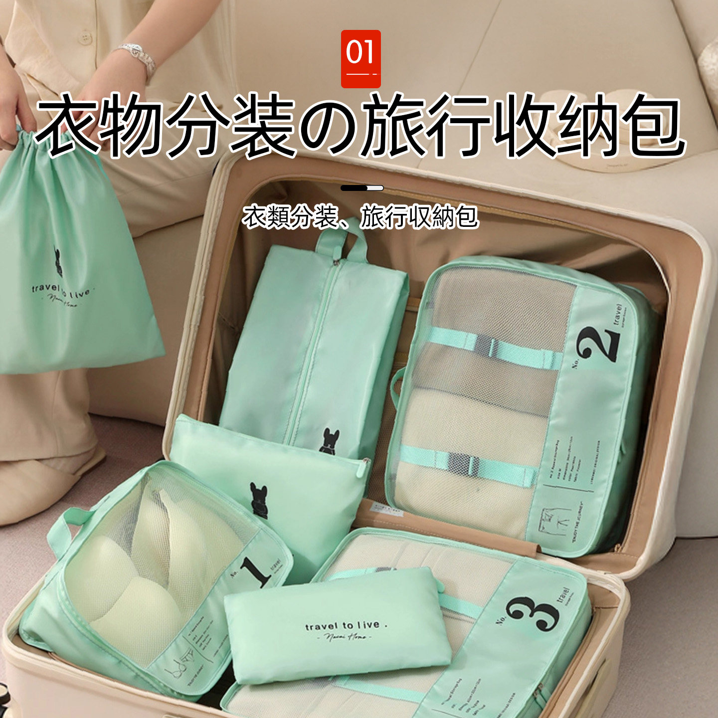 日本旅行收纳袋衣服内衣裤整理行李箱旅游分装包衣物鞋子压缩袋KY