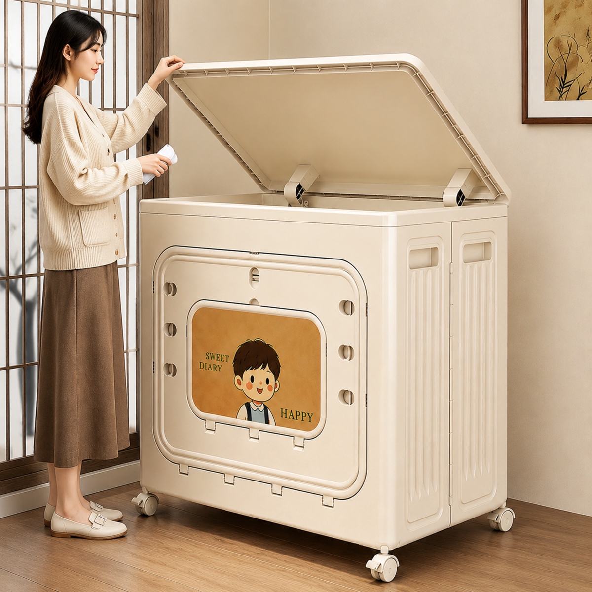日本收纳箱超大容量新型衣服棉被子储物带盖折叠家用整理收纳柜