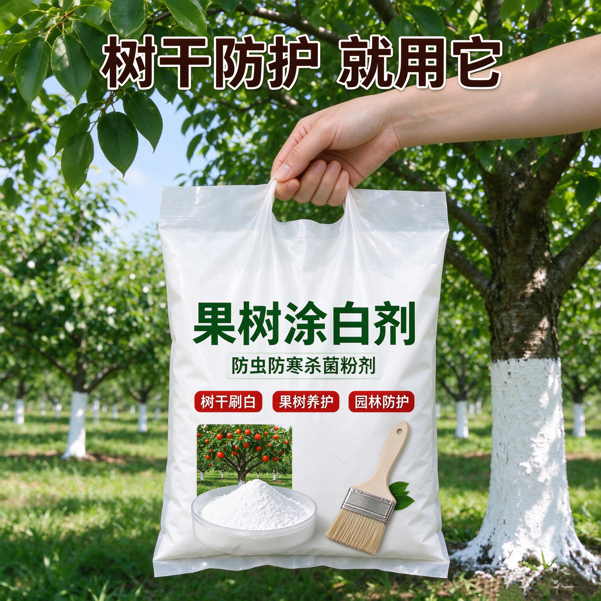 树木刷白粉防寒防冻防晒防寒保暖