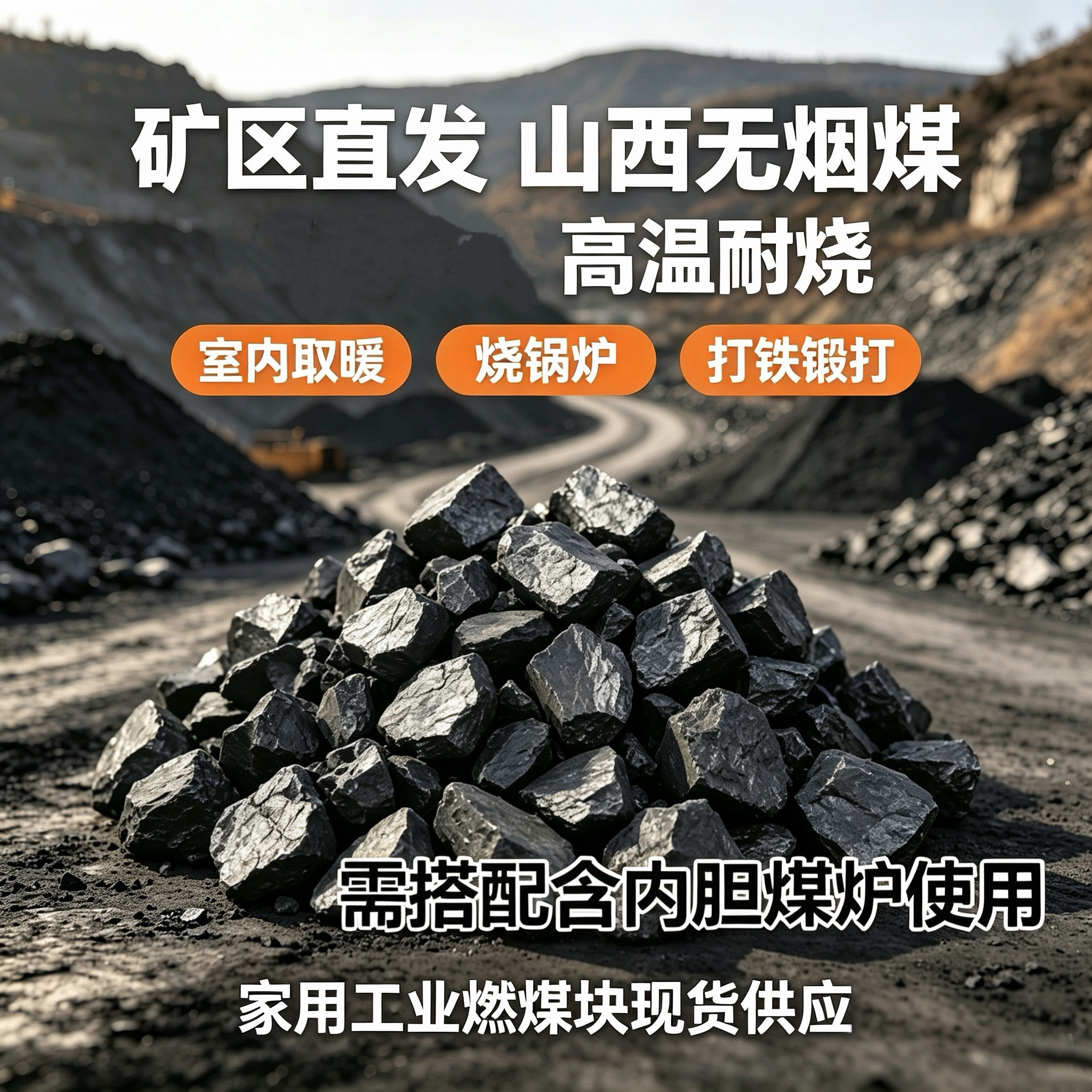 无烟煤家用商用取暖煤块耐烧环保