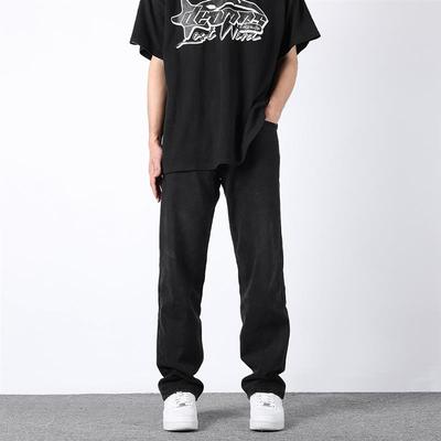 美式高街黑色牛仔裤男款直筒坠感宽松显瘦基础百搭休闲长裤子夏季