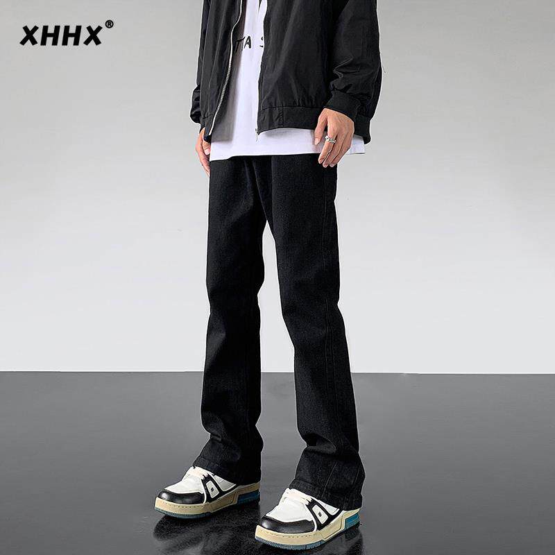 黑色cleanfit裤子男春秋款加绒美式微喇工装裤修身直筒休闲牛仔裤