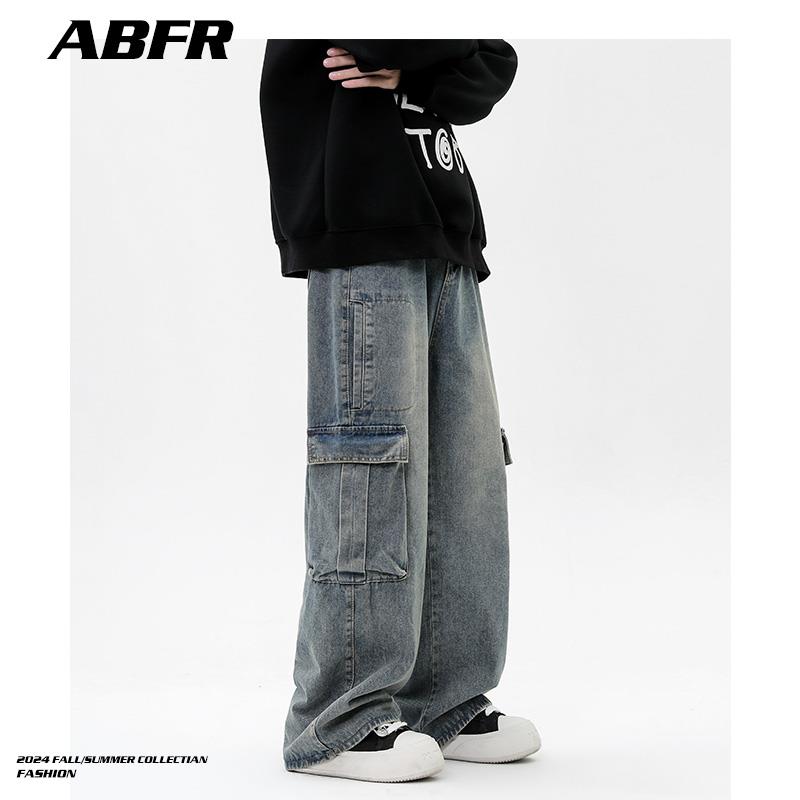 ABFR美式高街工装牛仔裤直筒阔腿裤春秋季男款cleanfit裤子长裤