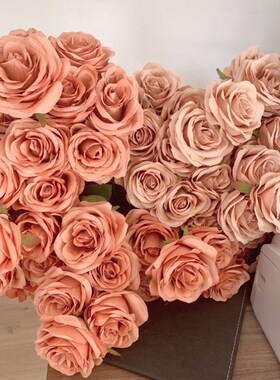 极速9Roses Boujquet Artificial Fake Silk Flower Dusty Pink B