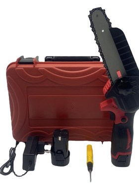 极速18v新款锂电迷你q剧4寸6寸电链锯小型伐木锯手提家用电动手锯