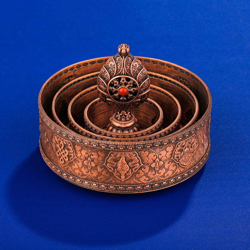 极速纯铜曼扎盘紫铜n八吉祥曼茶盘红铜家用供修曼茶罗蔓扎迷你小