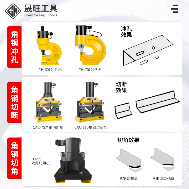 极速电动b液压角钢冲孔机切圆弧机法兰加工机切断器折弯机倒角切