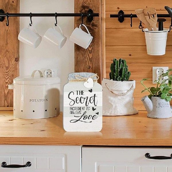 极速4PCS Farmhouse Decor Wall Art Wooden Plaques RustiZc Woo