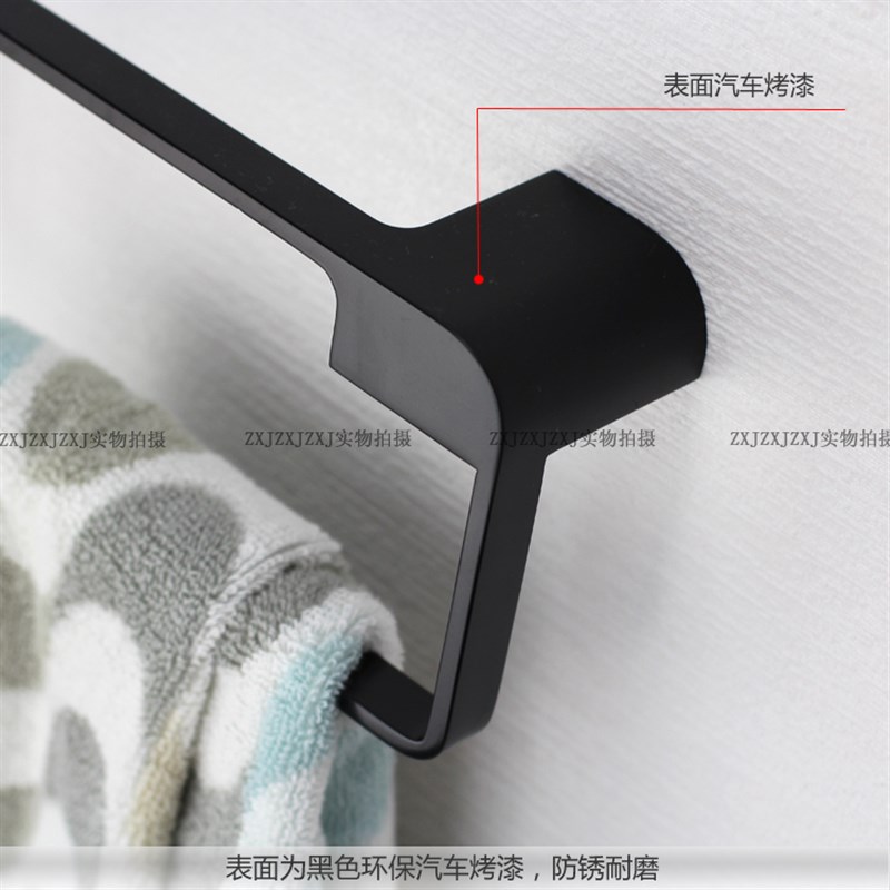 极速黑色毛巾环轻奢风 浴室圆形毛D巾圈 卫生间毛巾挂环 不锈钢毛