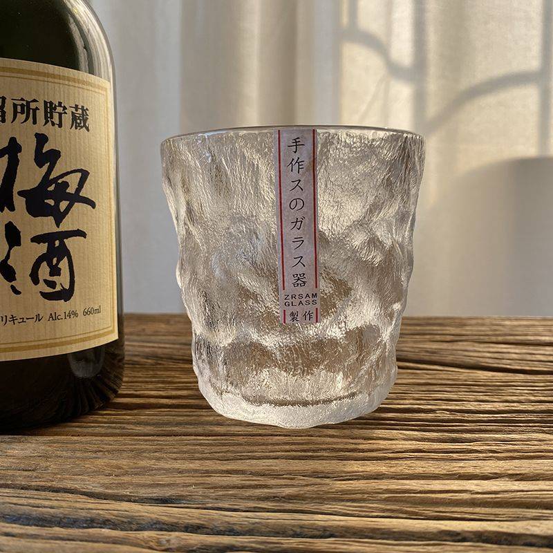 极速日式手作冰川杯家用高颜值玻璃杯子H果汁威士忌酒杯ins磨砂树