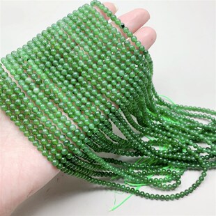 新品天然和田玉碧玉4mm左右小珠子半成品散珠子 dTiy女款手链项链