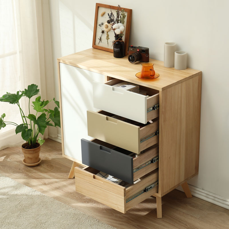 极速五斗柜带门实木卧室储物柜墙边柜客厅L收纳柜简约现代小户型