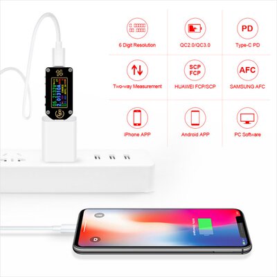 极速TC66TC66C TC64 TypeC PD TrigCger USBC Voltmeter Ammeter