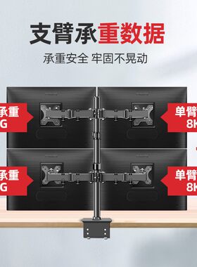 极速多屏电脑显示器支架r4个显示屏幕拼接桌面台式底座四屏桌夹式