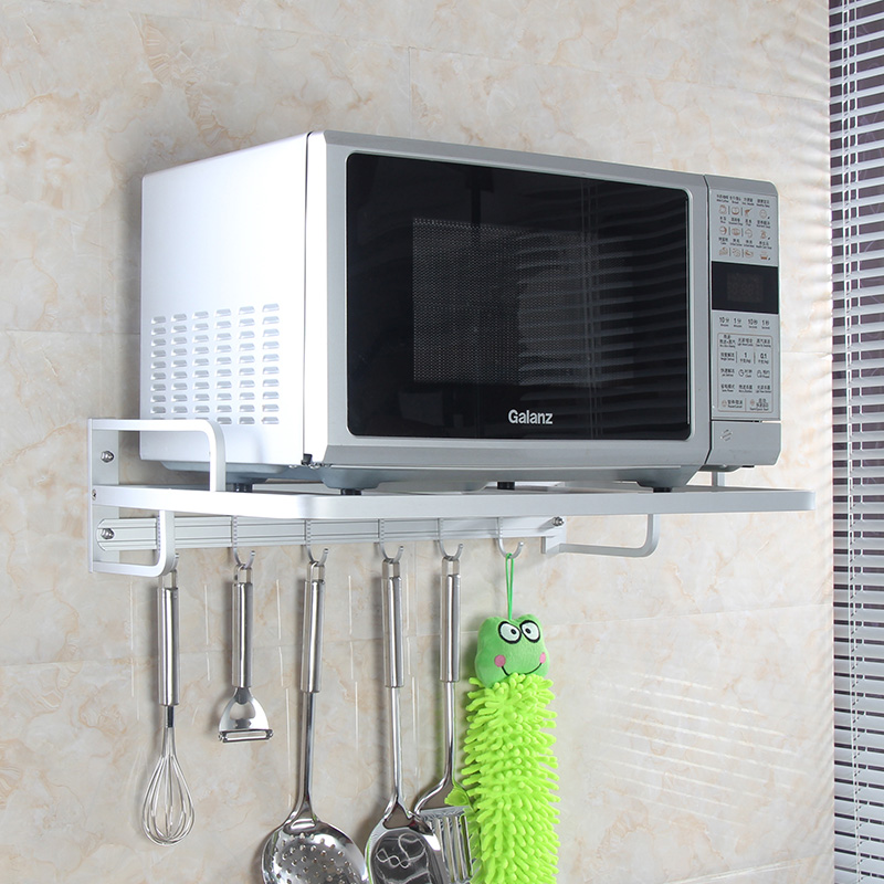 极速太空铝微波炉架子壁挂式厨房架置物J架烤箱架双层收纳支架挂