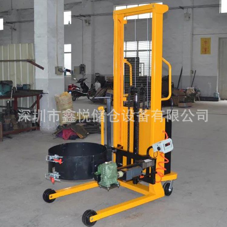 热销电升电翻油桶堆高车抱箍式电子称半电动油桶翻转升高车