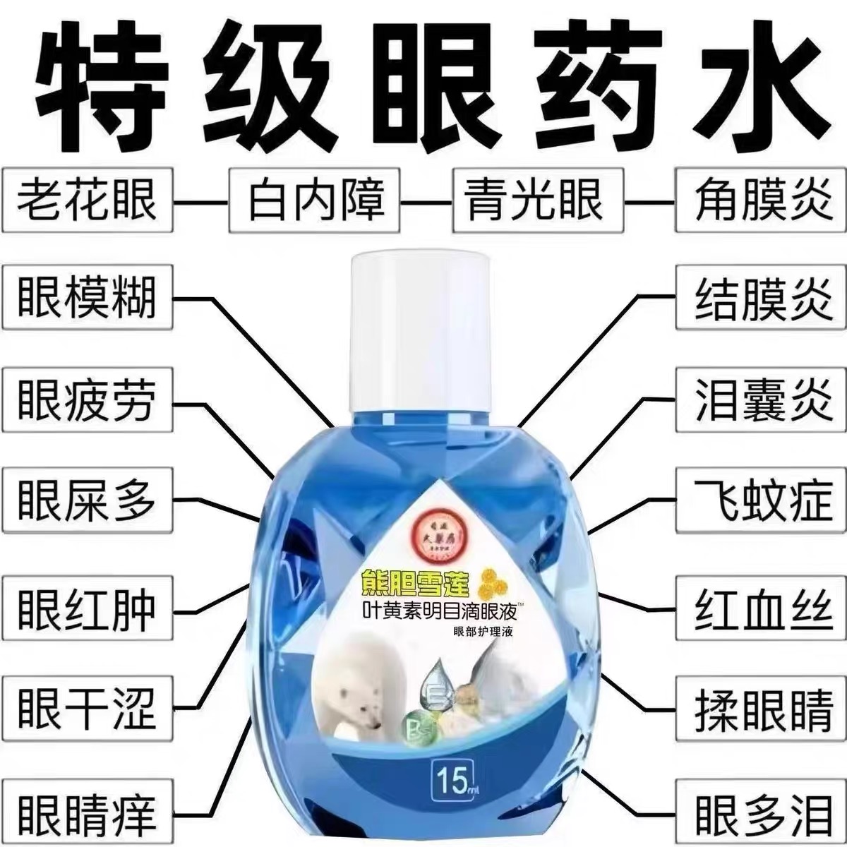 叶黄素滴眼液舒缓眼干眼疲劳止痒抗菌干涩闪亮蓝莓护理液明亮明目