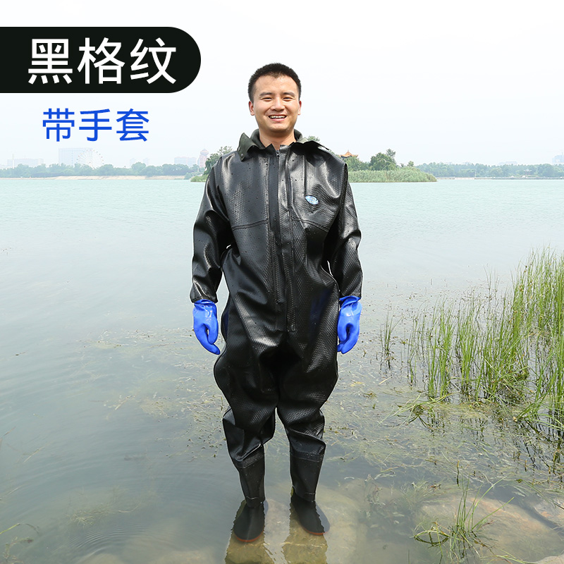 现货下水裤水库雨裤带雨半防水衣服鞋水鞋身连体水裤男叉抓鱼全身