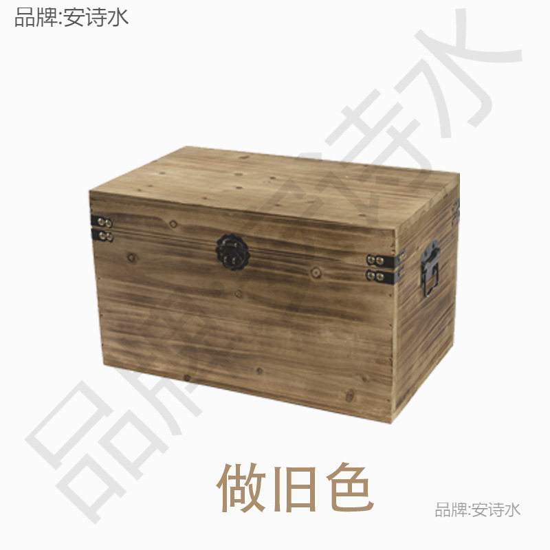 实木储物箱可坐大旧木箱子摆件复古木箱老式仿古带锁的收纳箱