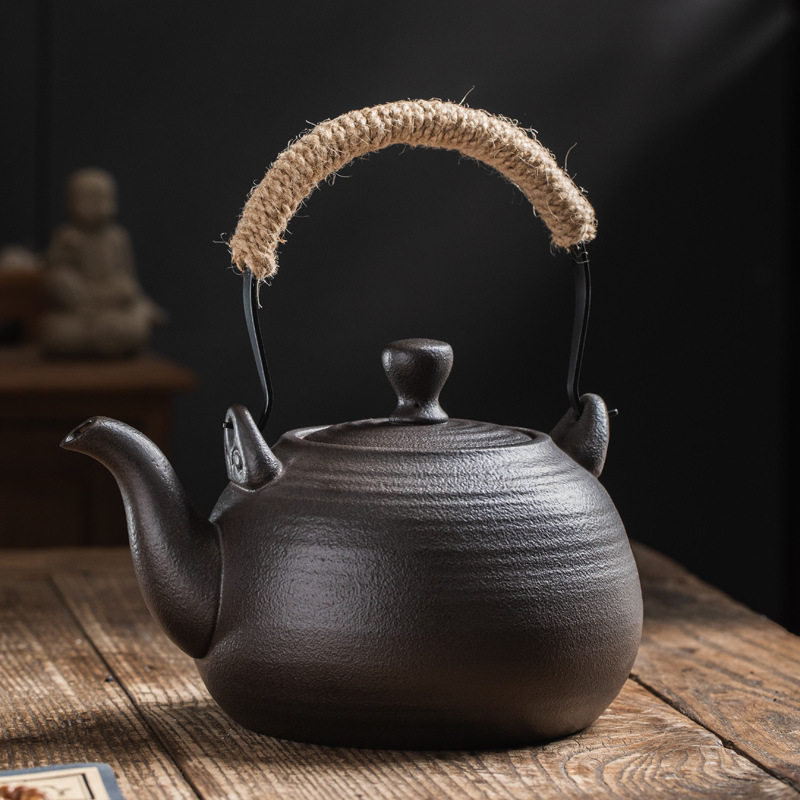 新品陶瓷烧水壶黑陶煮茶壶提梁养生壶大号单个家用电陶炉碳炉明火