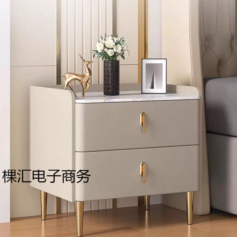 意式床头柜卧室家用简约现代床边柜储物收纳柜轻奢岩板简易整装