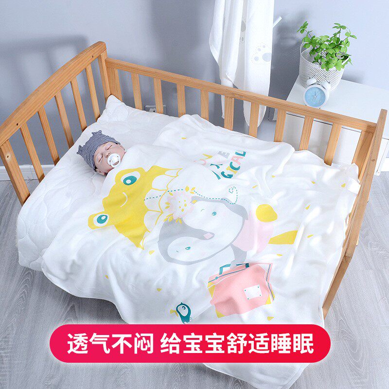 婴儿纱布浴巾双层竹纤维卡通柔软吸水春夏新生儿包巾婴童