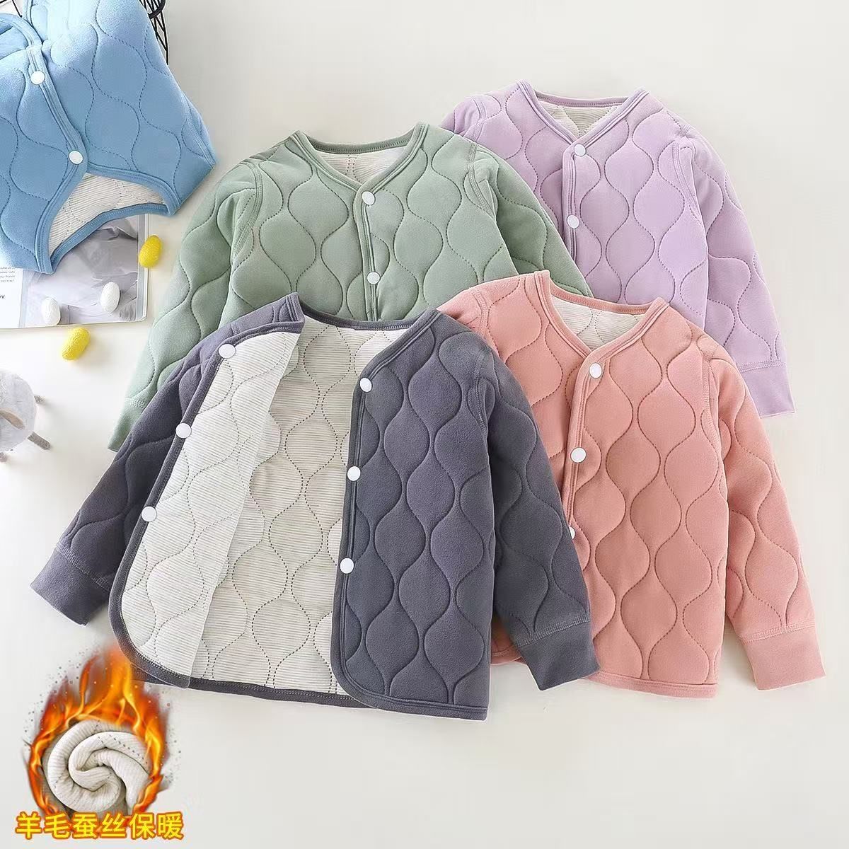 儿童校服内胆三层保暖夹棉女童棉袄男童加厚宝宝棉服棉衣童装冬季