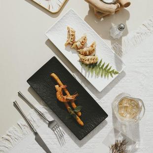 菜盘家用纯白盘 寿司盘饺子盘长方形盘子点心盘高温釉下彩餐具日式