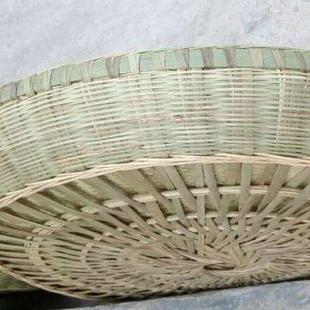 饰竹制品圆形 竹编无孔簸箕加深加固传统全竹子纯手工家用晾晒装