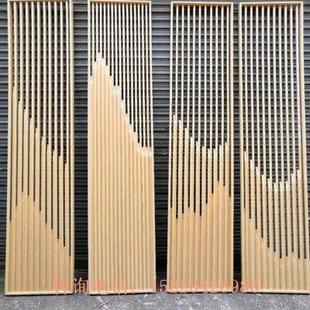 饰镂空雕刻复古仿木纹铝窗花 定制玄关客厅仿古铝合金屏风铝格栅装