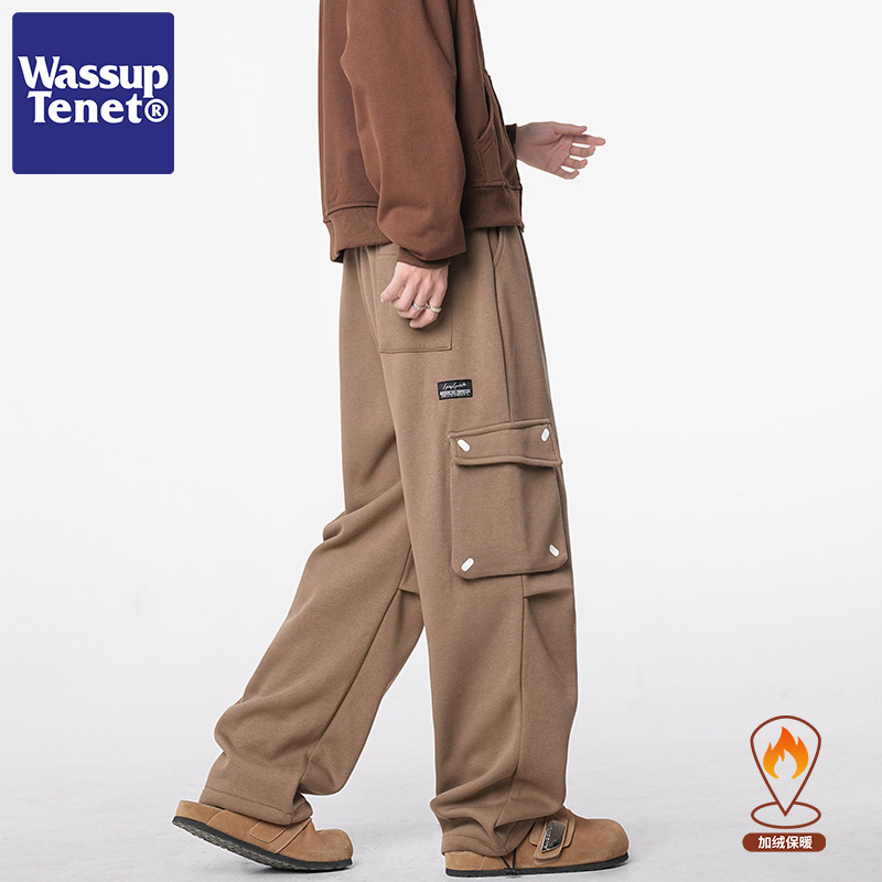 Wassup tenet加绒工装裤男款美式复古伞兵裤秋冬情侣保暖休闲长裤