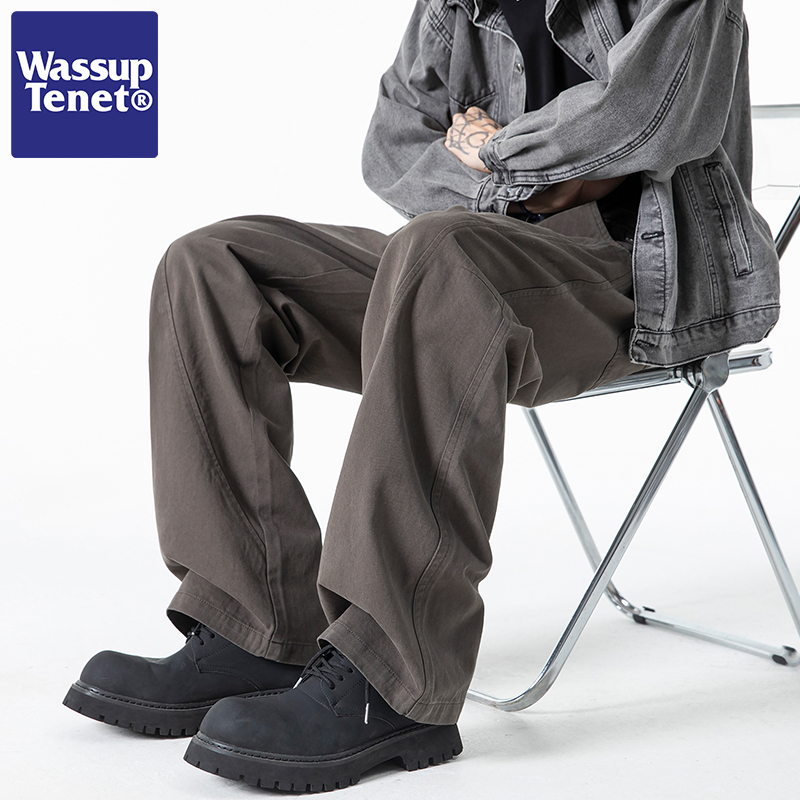 Wassup tenet冲锋裤男款春秋季新款国潮腰带直筒阔腿宽松休闲长裤
