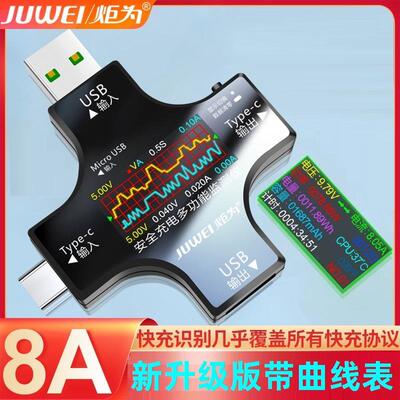 炬为Type-C PD多功能usb测试仪充电器检测仪直流数显电压表电流表