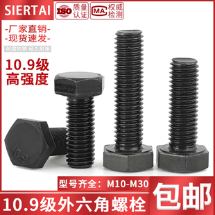 速发10.级外六角螺高丝强度加长螺丝杆外六方螺栓螺钉M1012141618