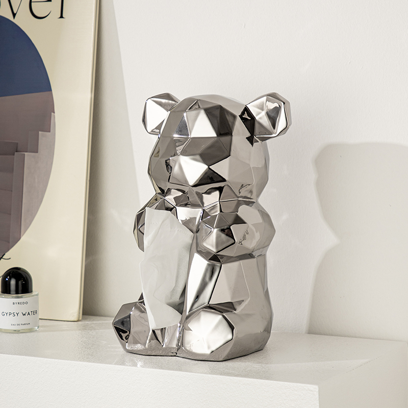 速发巾级纸抱抱熊陶瓷纸高盒客厅轻奢家用装饰抽感盒餐巾纸抽盒