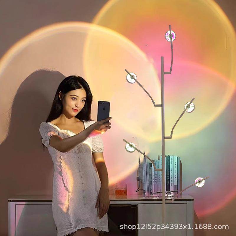 设计感网红光影落地灯夕阳落日灯客厅卧室氛围灯日落直播背景台灯