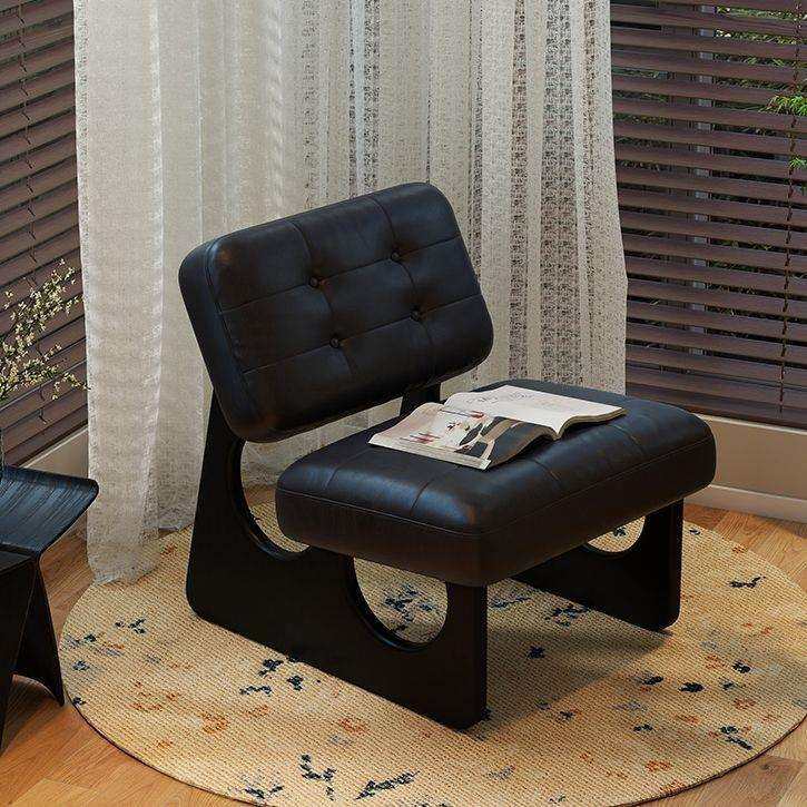 沙发椅实木单人中古风休闲座椅复古油蜡皮设计师靠背椅家用沙发椅